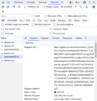 Network requests to a WMS service