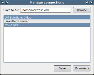 Manage connections dialog