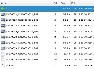 Files of the Landsat scene