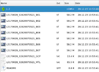 Files of the Landsat scene