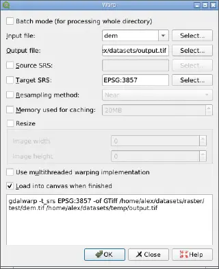 Reprojection (warp) tool from GdalTools