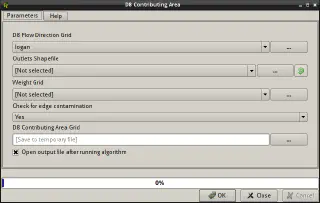 Algorithm dialogue (D8 Contributing Area from TauDEM provider)