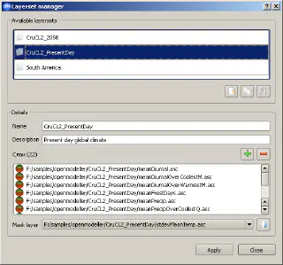 Layersets in the Layerset Manager dialogue