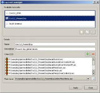 Layersets in the Layerset Manager dialogue