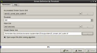 Stream Definition By Threshold algorithm (define watershed streams)