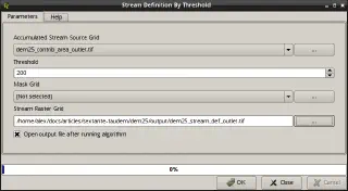 Stream Definition By Threshold algorithm (define watershed streams)