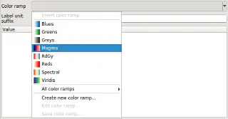 Color ramp selector in QGIS 3.0