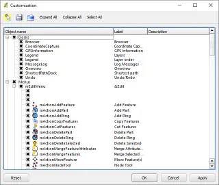 QGIS UI customisation tool