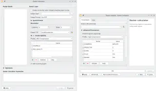 Raster creation options in QGIS raster calculator (left — native tool, right — Processing algorithm)
