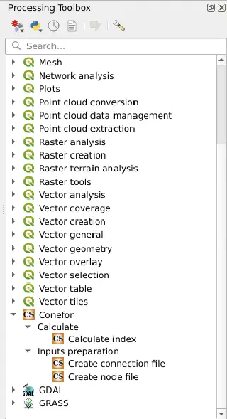 Conefor algorithms in the Proceesing toolbox