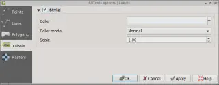 Settings for exporting labels