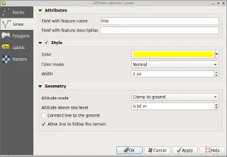 Settings for exporting line layers