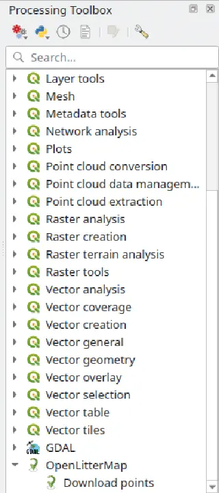 OpenLitterMap algorithms in the Proceesing toolbox