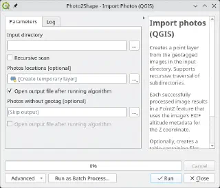 Photo2Shape algorithm dialog