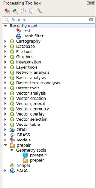 prepair algorithms in the Processing toolbox