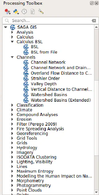 SAGA algorithms in the Processing toolbox