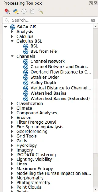 SAGA algorithms in the Processing toolbox